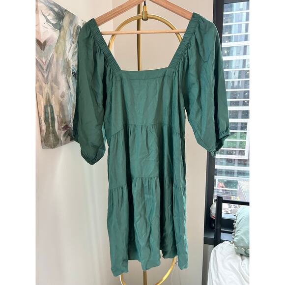 Beyond Words | Square Neck Puff Sleeve Tiered Mini Dress | Size Small - Picture 5 of 8